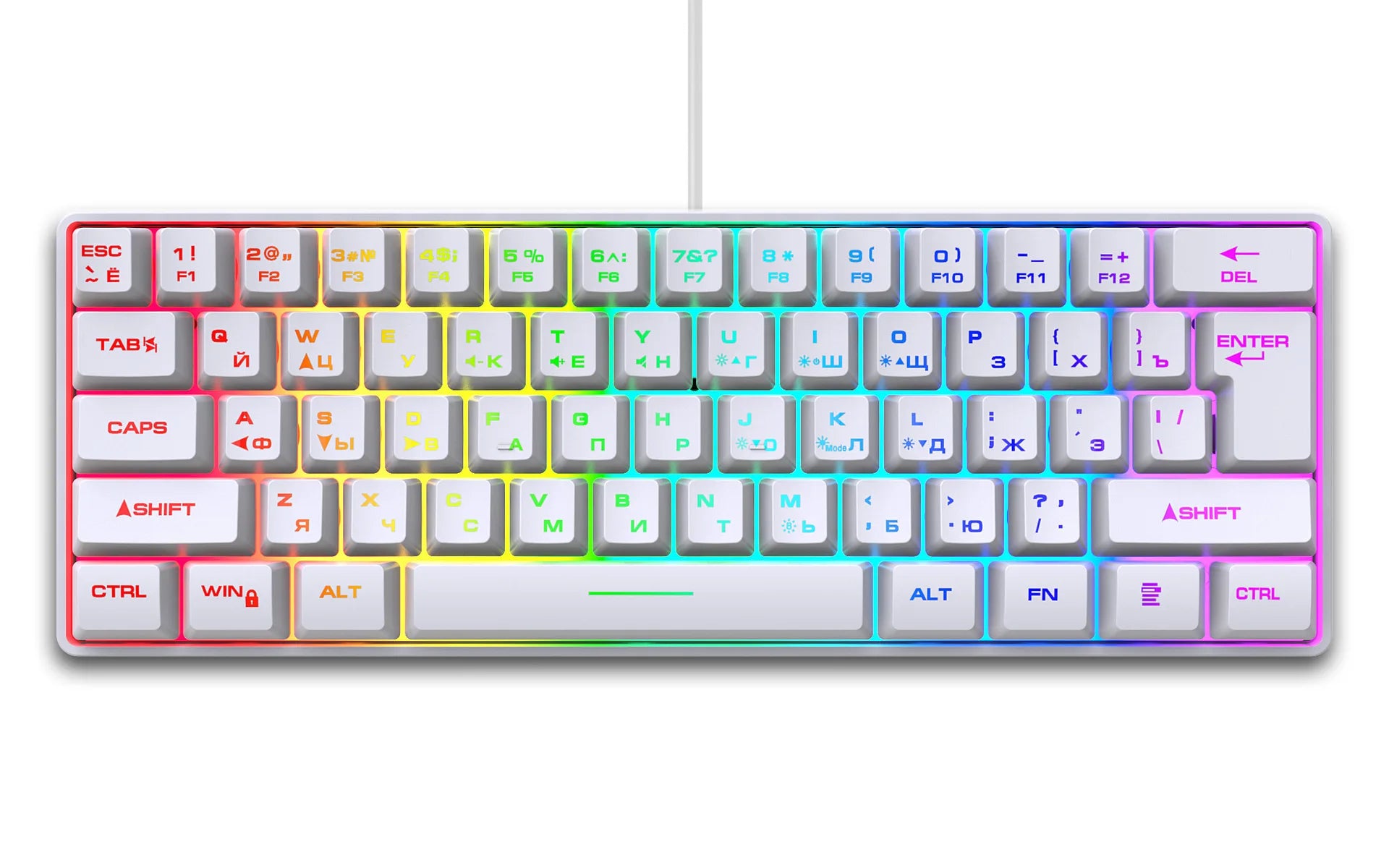 Gaming Keyboard,Russian/English RGB Backlit 61 Key Ultra-Compact Keyboard, Waterproof Mechanical Feeling Office aming Keyboards