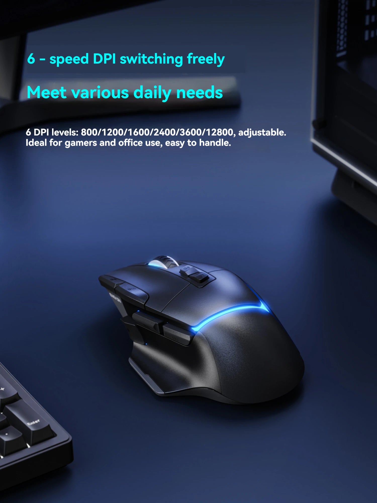 EWEADN Wired Gaming Mouse with High-Precision Sensor 10 Programmable Buttons RGB Backlight Lightweight Ergonomic Design Fast Res