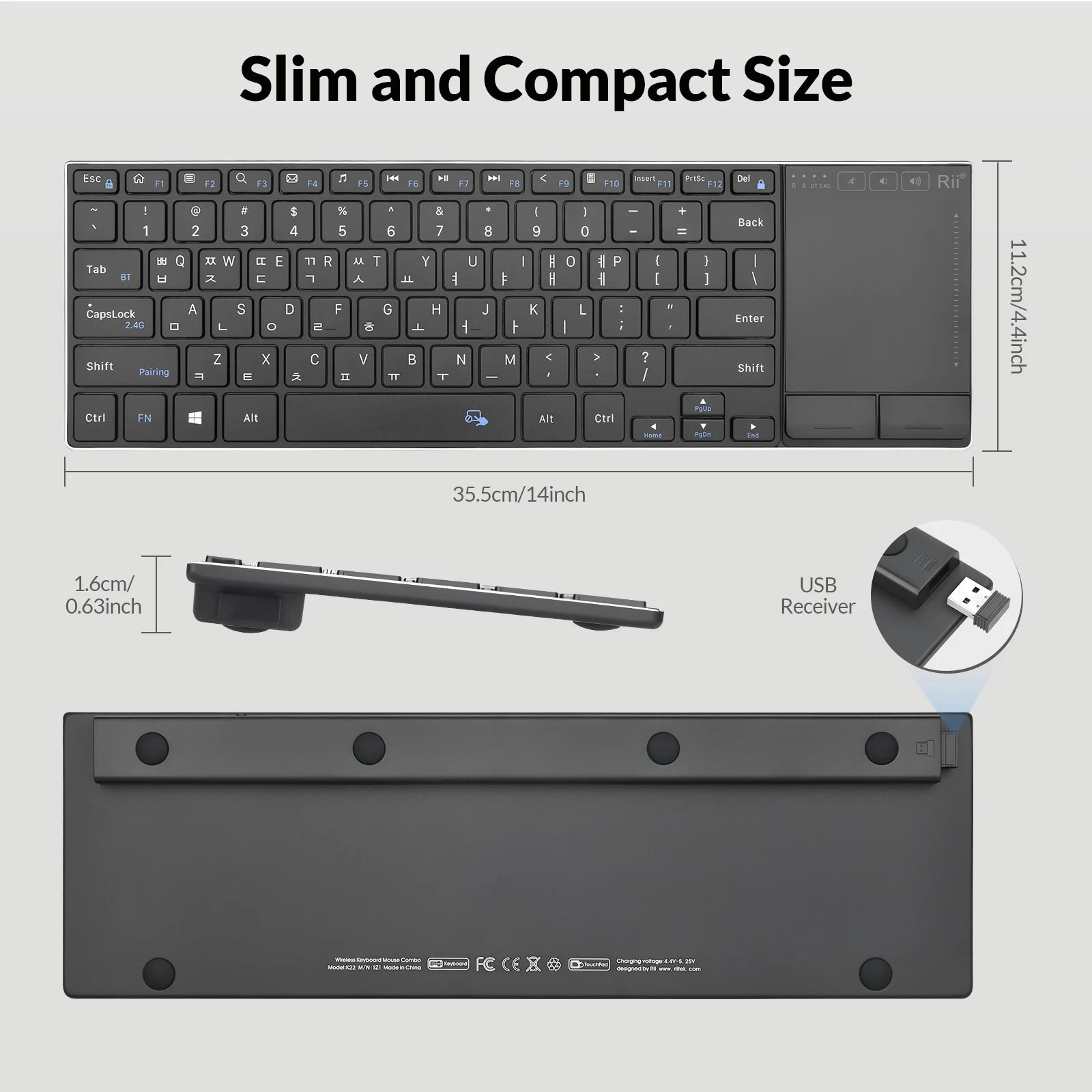 Wireless Touch Keyboard with Standard Keys Ultra-thin Business Bluetooth Touch Keyboard for PC Computers Office Keyboards