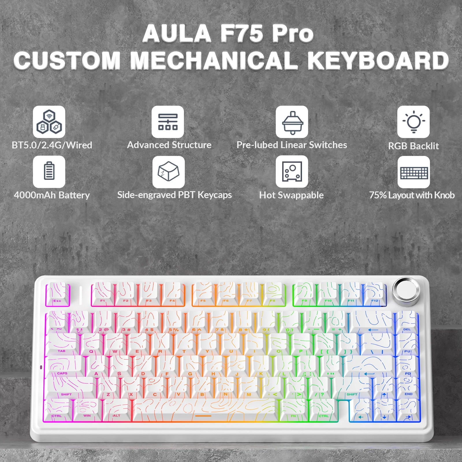 AULA F75 Pro Wireless Gaming Mechanical Keyboard
