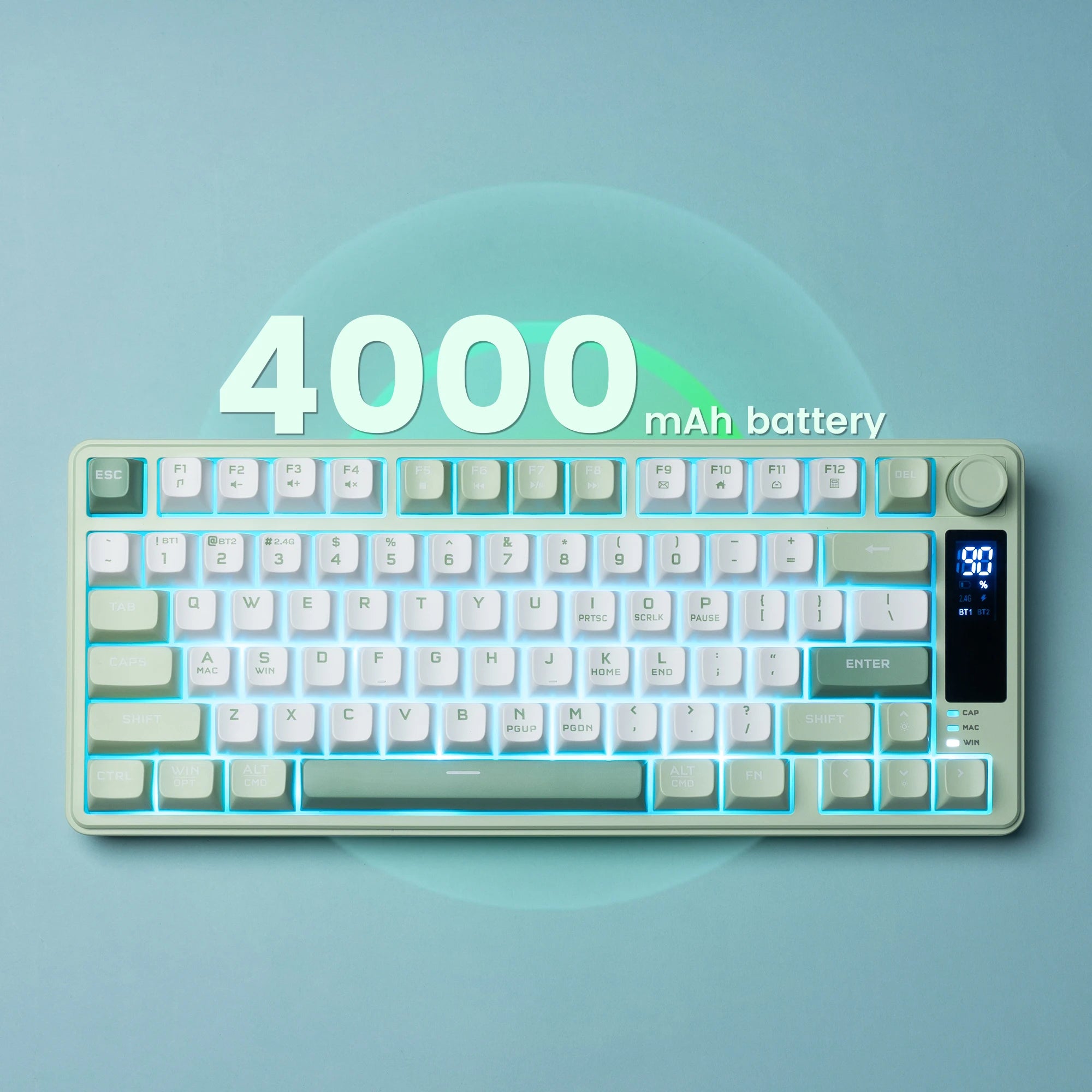 Womier DK75 75% Wireless Membrane Keyboard 3-Mode Bluetooth/2.4G/USB-C RGB Backlit Keyboard with Knob&Screen for PC/Mac Gamer