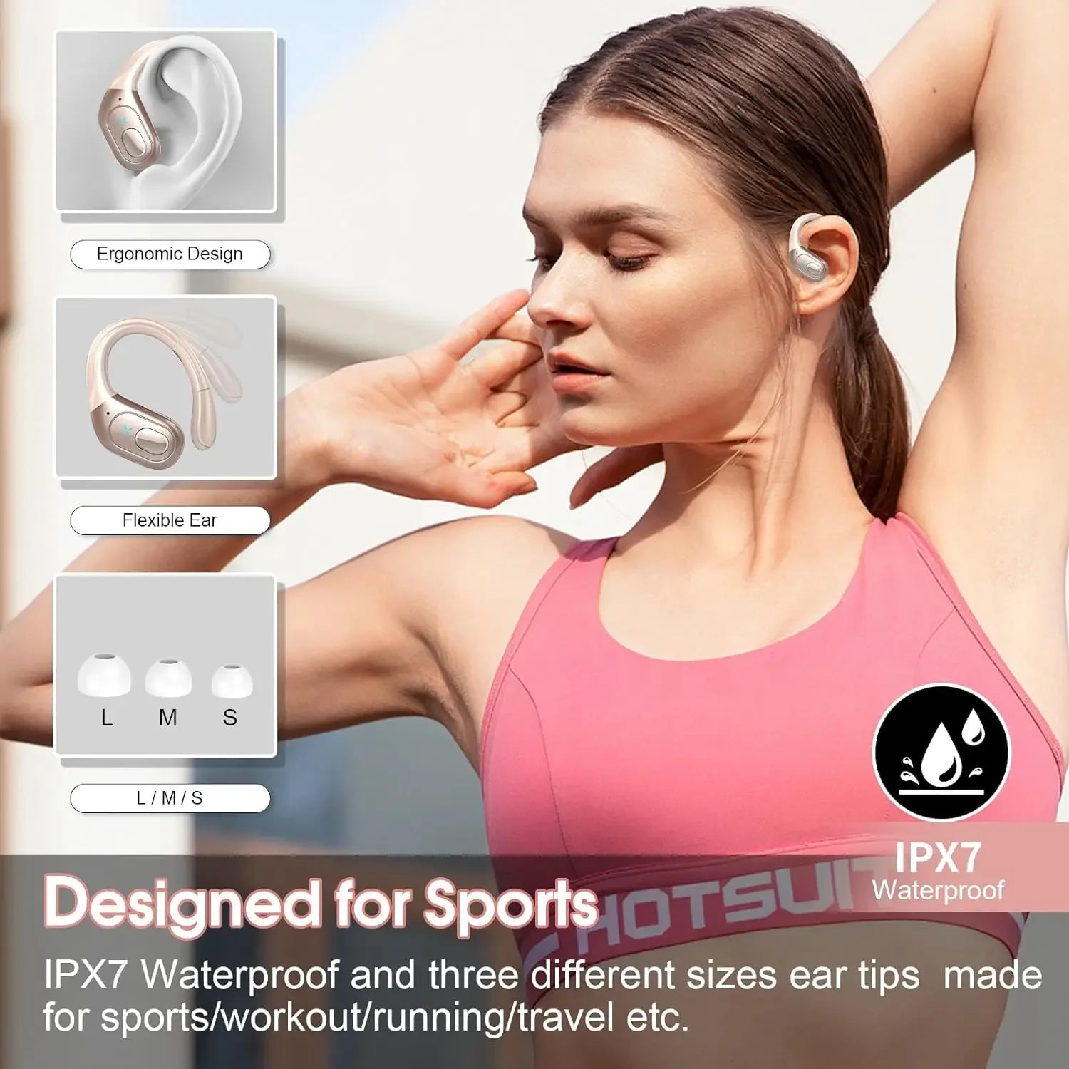 【2025 New】Bluetooth 5.4 Wireless Earbuds 75Hrs Playtime, IPX7 Waterproof Sport Earphones with ENC Mic, Noise Cancelling Headsets