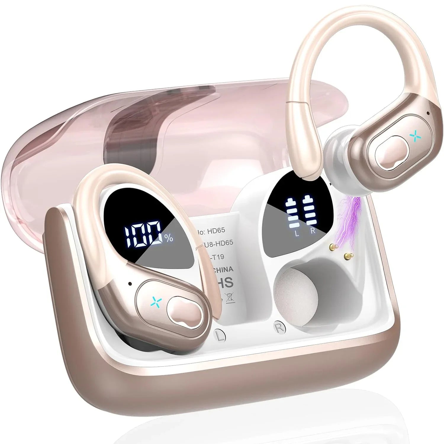 【2025 New】Bluetooth 5.4 Wireless Earbuds 75Hrs Playtime, IPX7 Waterproof Sport Earphones with ENC Mic, Noise Cancelling Headsets