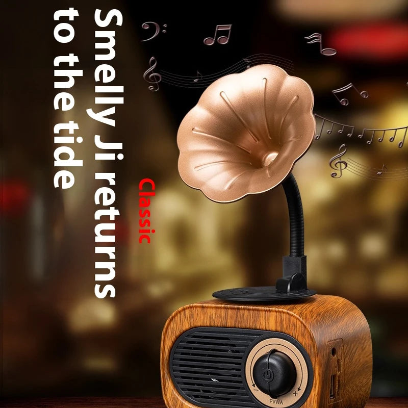 Retro Wood Bluetooth Speaker Portable Wireless Mini Outdoor Sound System with TF FM Radio Music MP3 Subwoofer