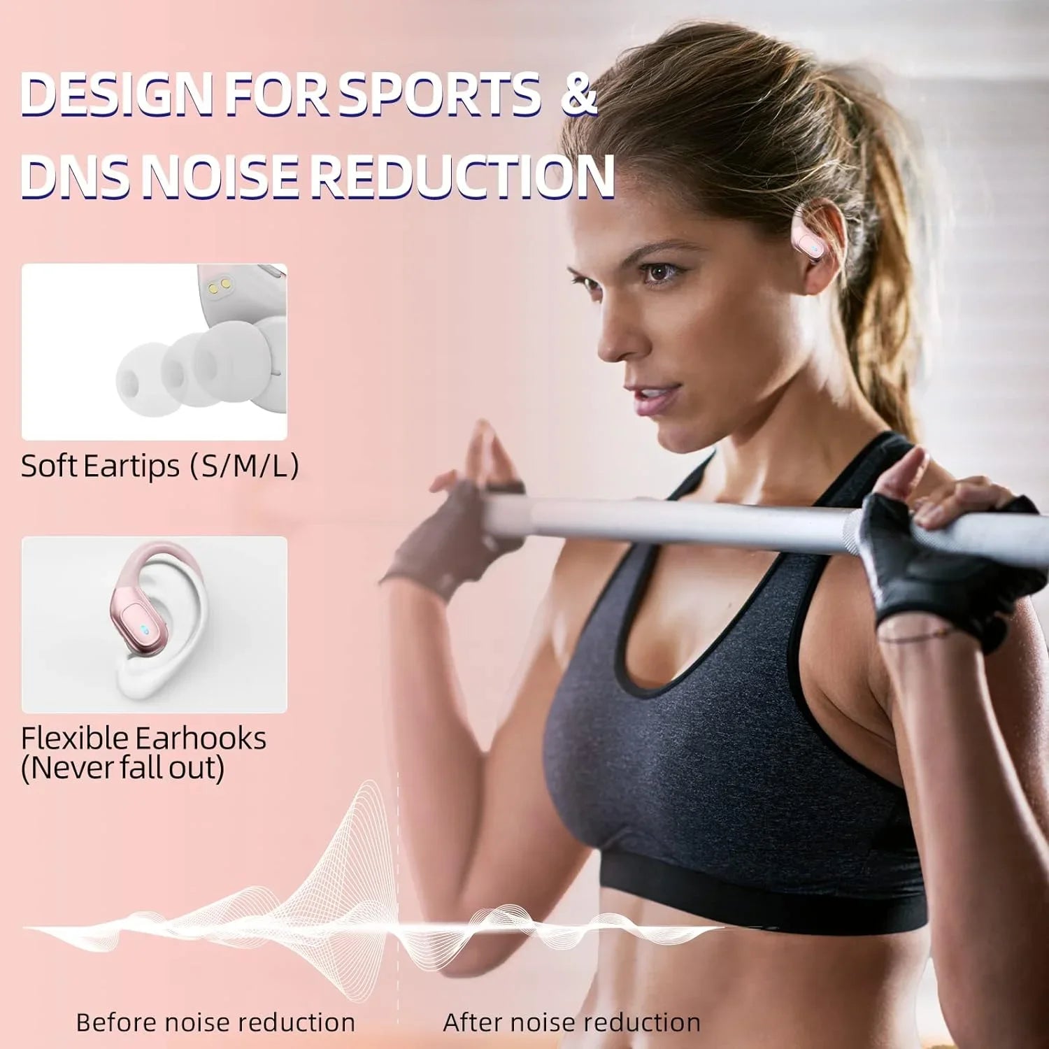 BX28 Earphones TWS Bluetooth 5.4 Wireless Sports Headphones LED Digital Display HiFi Stereo Noise Reduction Earbuds with ENC Mic