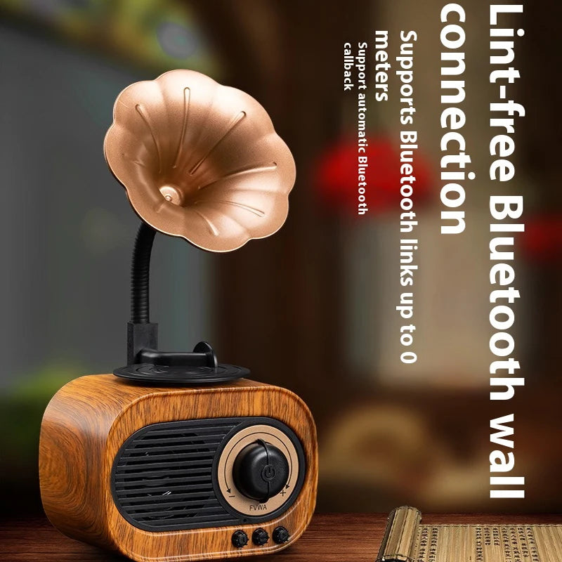 Retro Wood Bluetooth Speaker Portable Wireless Mini Outdoor Sound System with TF FM Radio Music MP3 Subwoofer