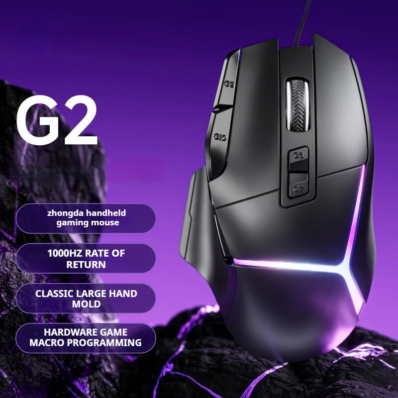 EWEADN Wired Gaming Mouse with High-Precision Sensor 10 Programmable Buttons RGB Backlight Lightweight Ergonomic Design Fast Res