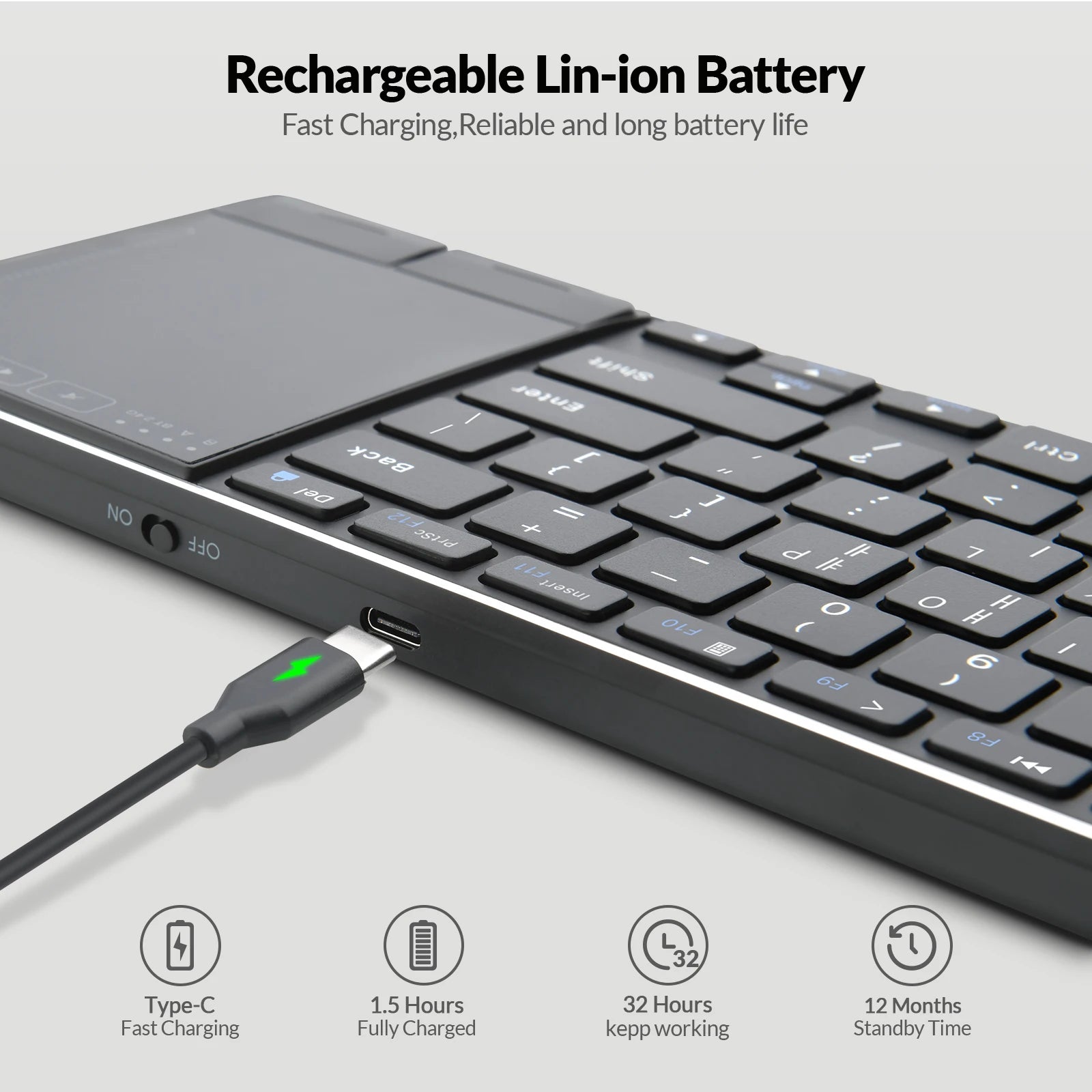 Wireless Touch Keyboard with Standard Keys Ultra-thin Business Bluetooth Touch Keyboard for PC Computers Office Keyboards