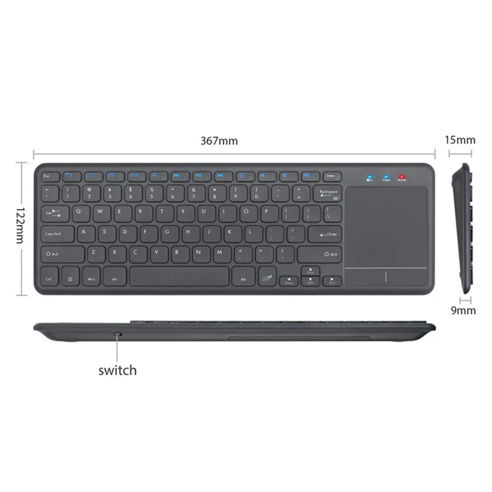 Wireless Keyboard with Touchpad 2.4G Lightweight Comfortable to Use Touch Keyboard for Smart TV Computer Laptop Windows Tablet