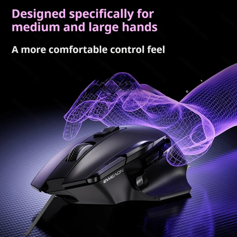 EWEADN Wired Gaming Mouse with High-Precision Sensor 10 Programmable Buttons RGB Backlight Lightweight Ergonomic Design Fast Res