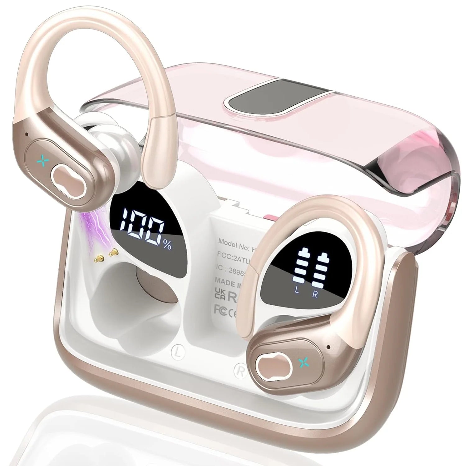 【2025 New】Bluetooth 5.4 Wireless Earbuds 75Hrs Playtime, IPX7 Waterproof Sport Earphones with ENC Mic, Noise Cancelling Headsets