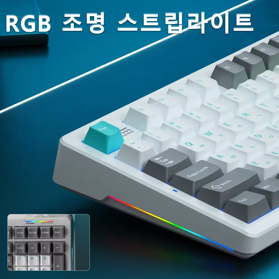 AULA×LINGBAO K98 Wireless Machanical Keyboard Custom Korean Letters PBT Keycaps Hot-swappable LEOBOG Switch 90% Layout
