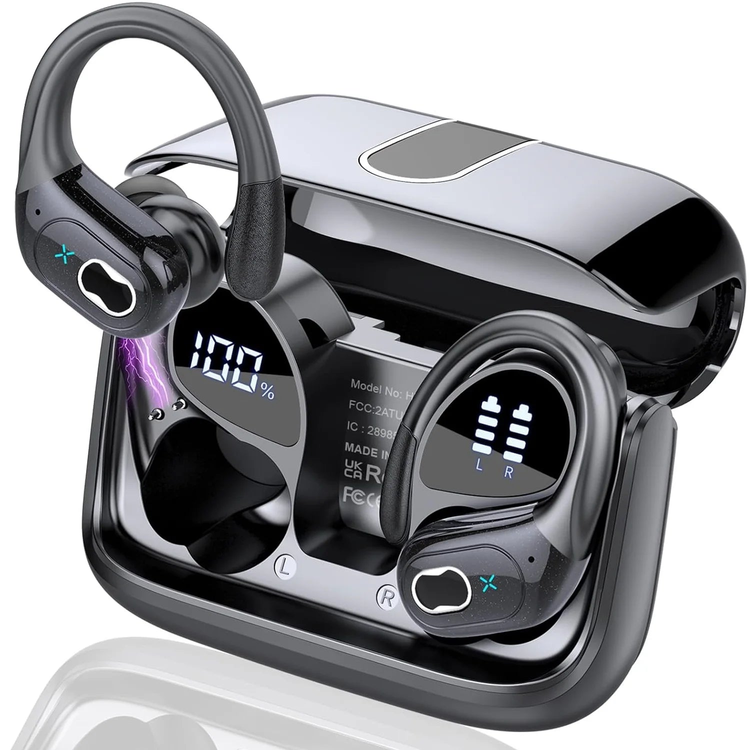 【2025 New】Bluetooth 5.4 Wireless Earbuds 75Hrs Playtime, IPX7 Waterproof Sport Earphones with ENC Mic, Noise Cancelling Headsets