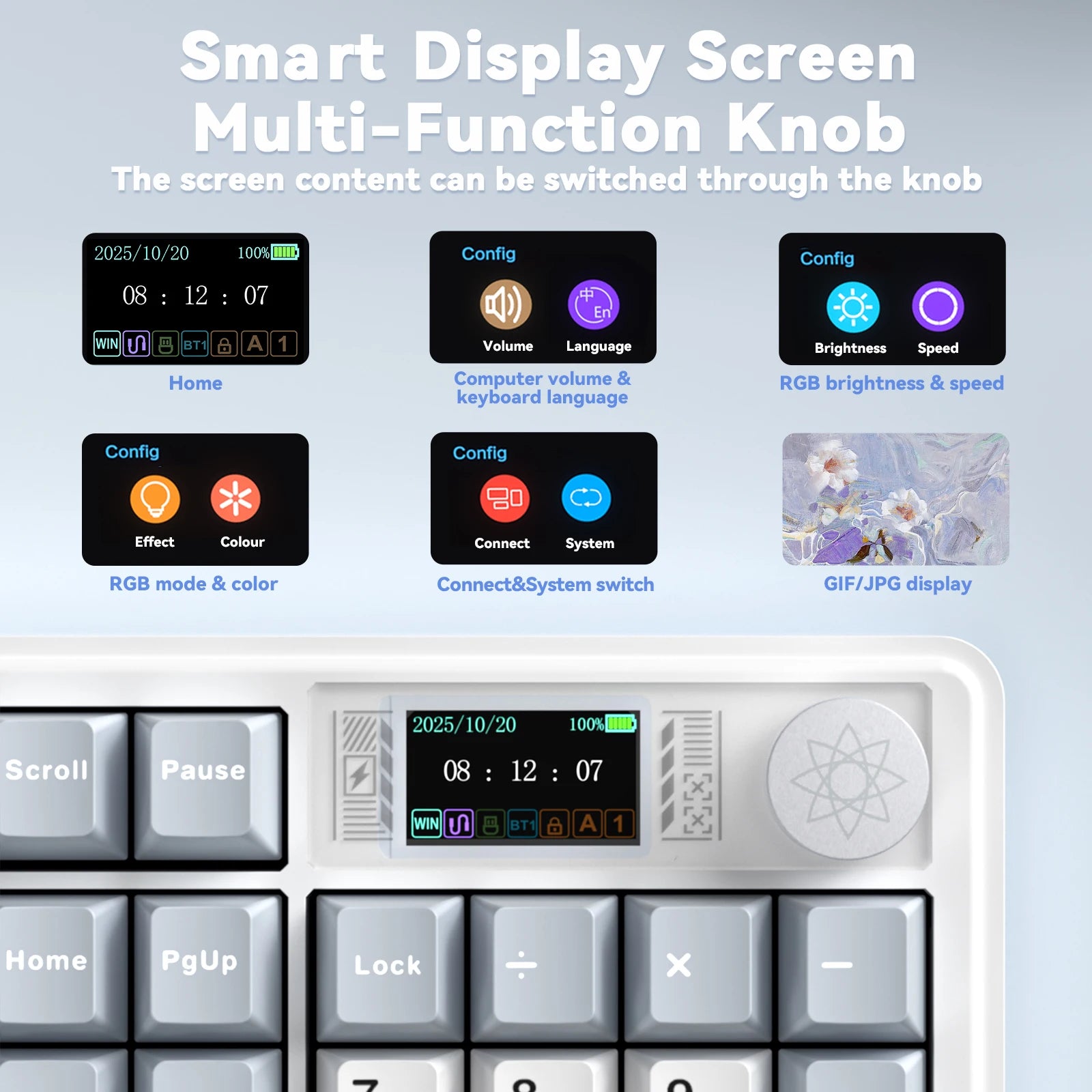 LINGBAO K108pro Mechanical Keyboard Tri-mode Korean Letters Macaron Color PBT Keycap 10000mAh Large Battery for Computers for PC