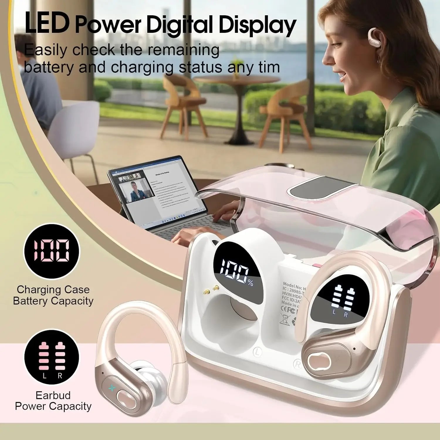 【2025 New】Bluetooth 5.4 Wireless Earbuds 75Hrs Playtime, IPX7 Waterproof Sport Earphones with ENC Mic, Noise Cancelling Headsets