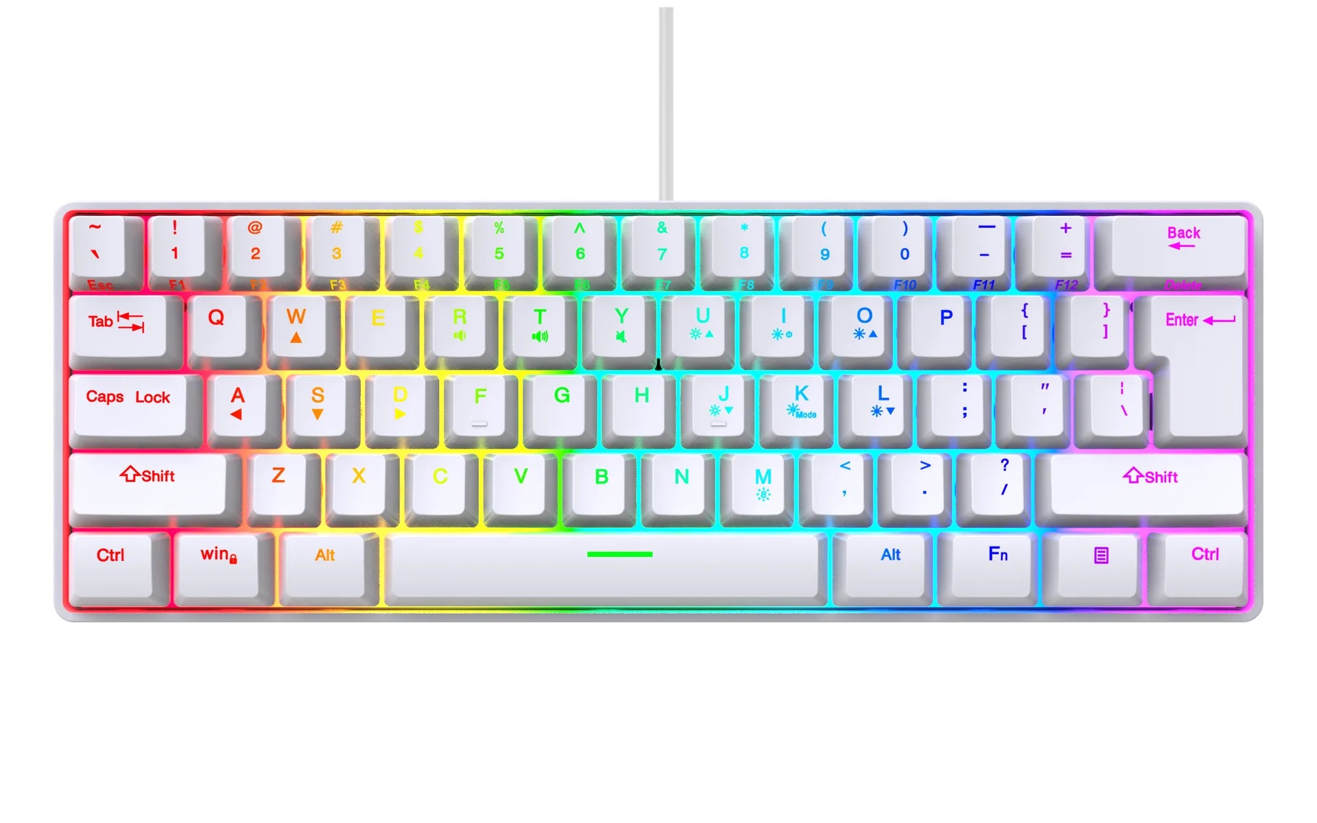 Gaming Keyboard,Russian/English RGB Backlit 61 Key Ultra-Compact Keyboard, Waterproof Mechanical Feeling Office aming Keyboards