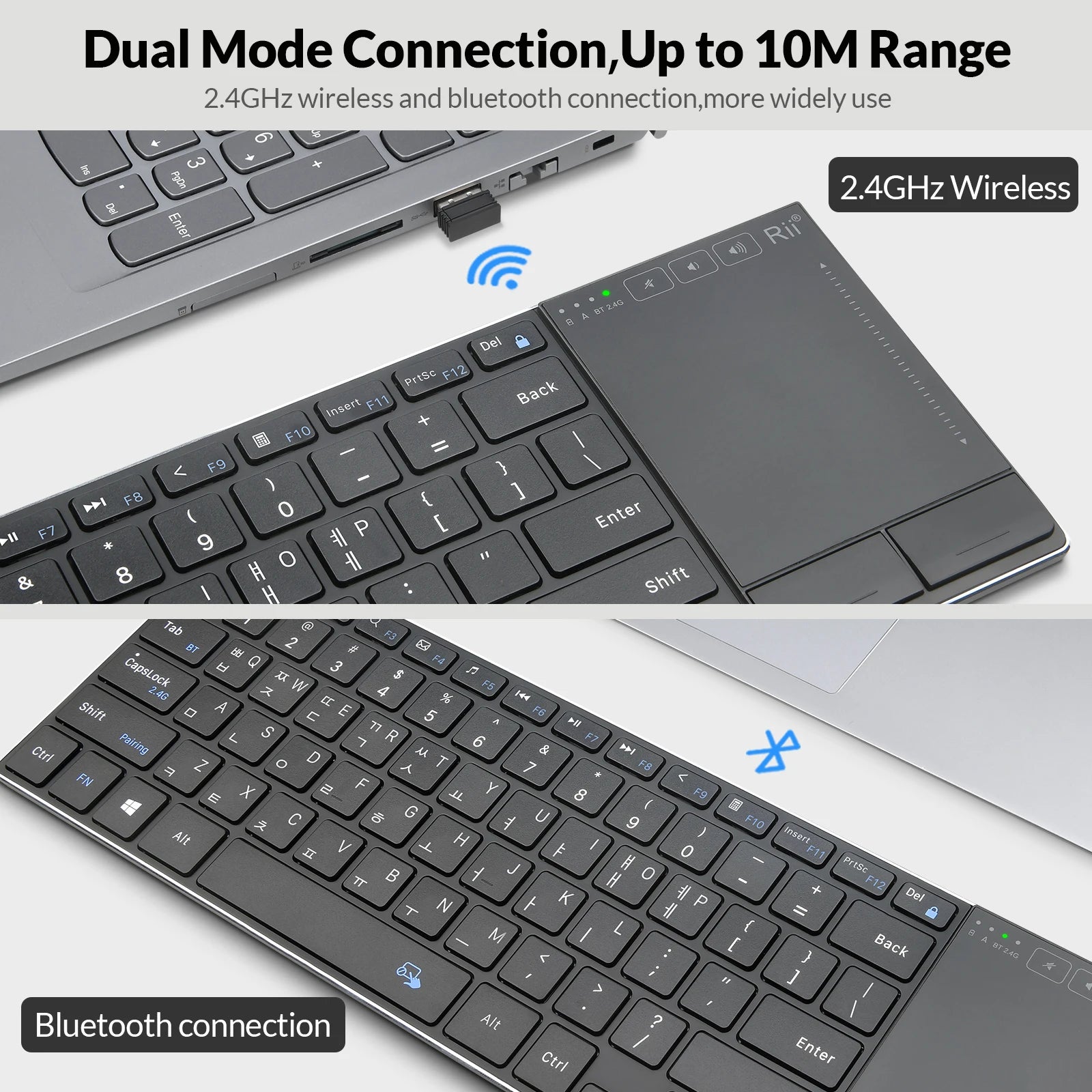Wireless Touch Keyboard with Standard Keys Ultra-thin Business Bluetooth Touch Keyboard for PC Computers Office Keyboards
